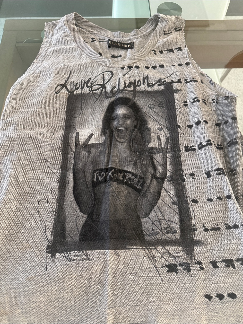 Religion Women's Gray Graphic Tank Top medium